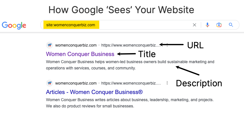 How Google 'sees' your website. You can also use this to check the keywords your competitors use.