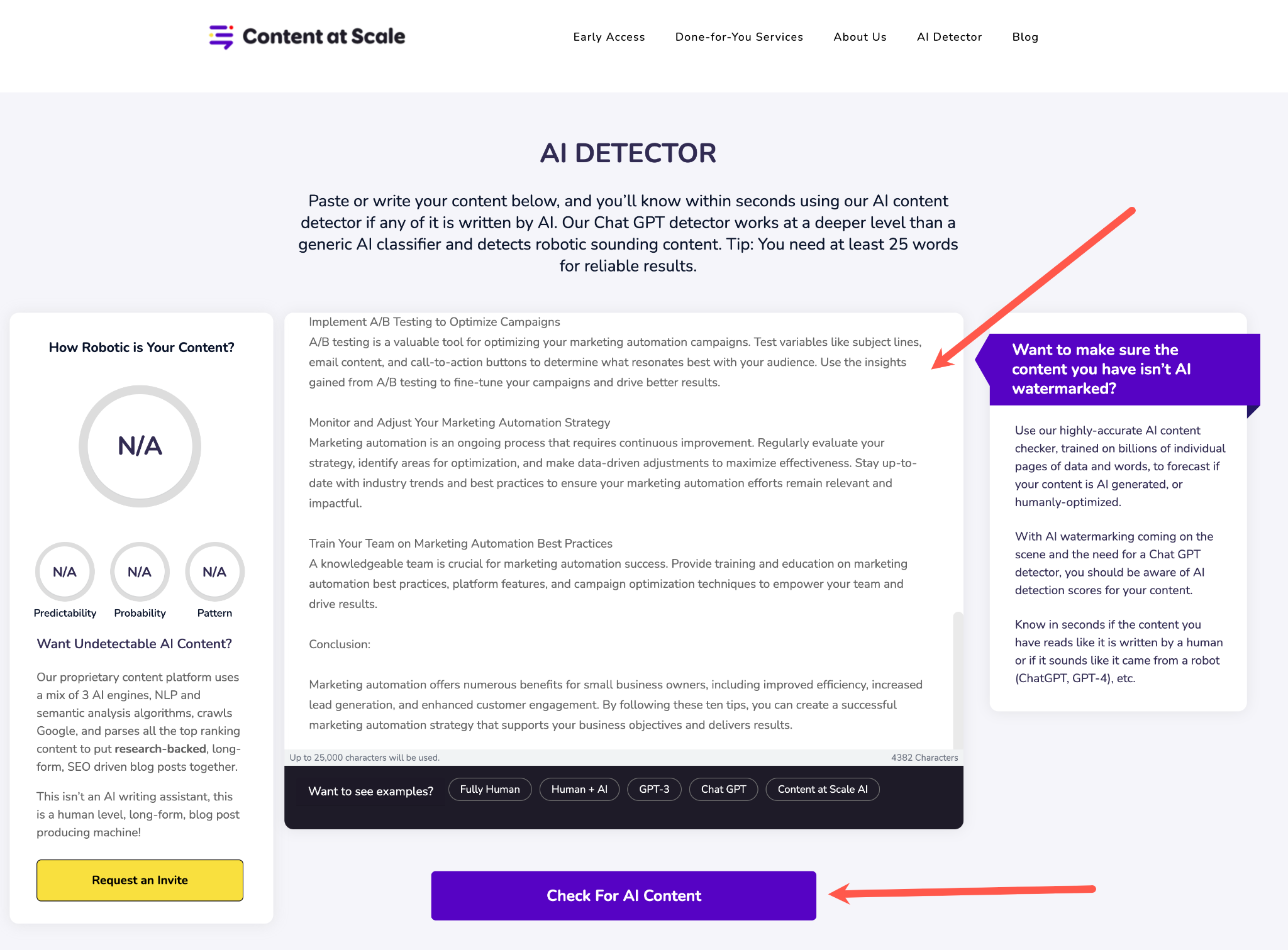 Content at Scale free AI Detector.