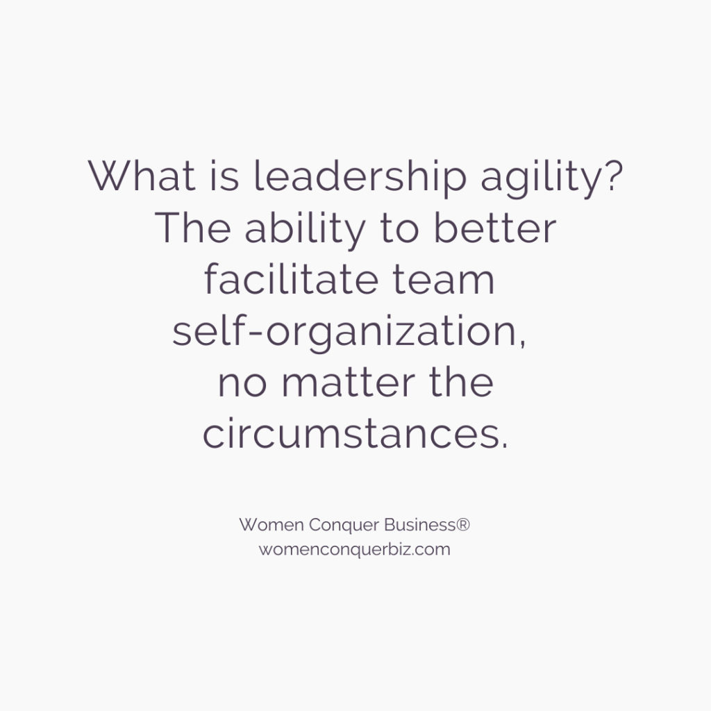 But what is leadership agility? The ability to better facilitate team self-organization, no matter the circumstances.