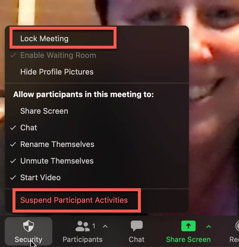 prevent zoombombing lock the meeting
