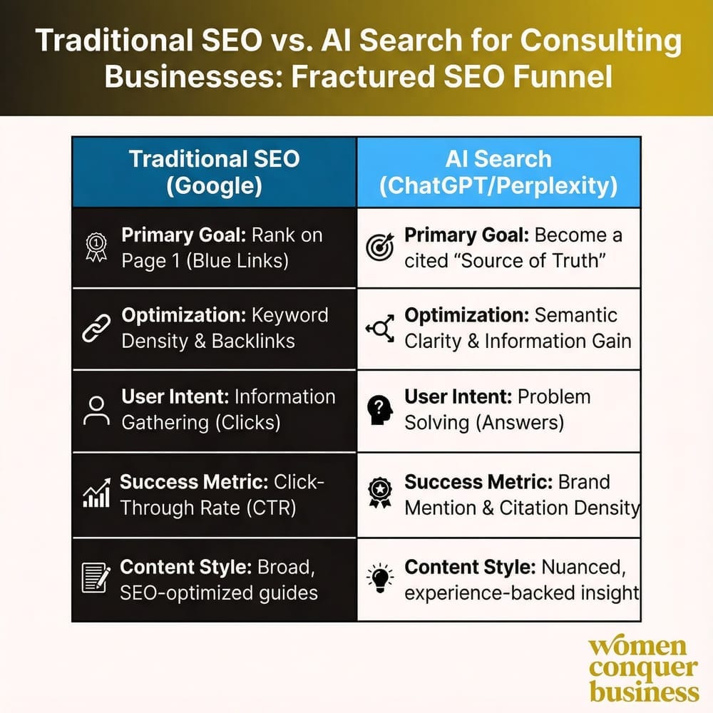 AI SEO for Consulting Businesses: Show Up in AI Search Results ai seo for consulting businesses fractured funnel