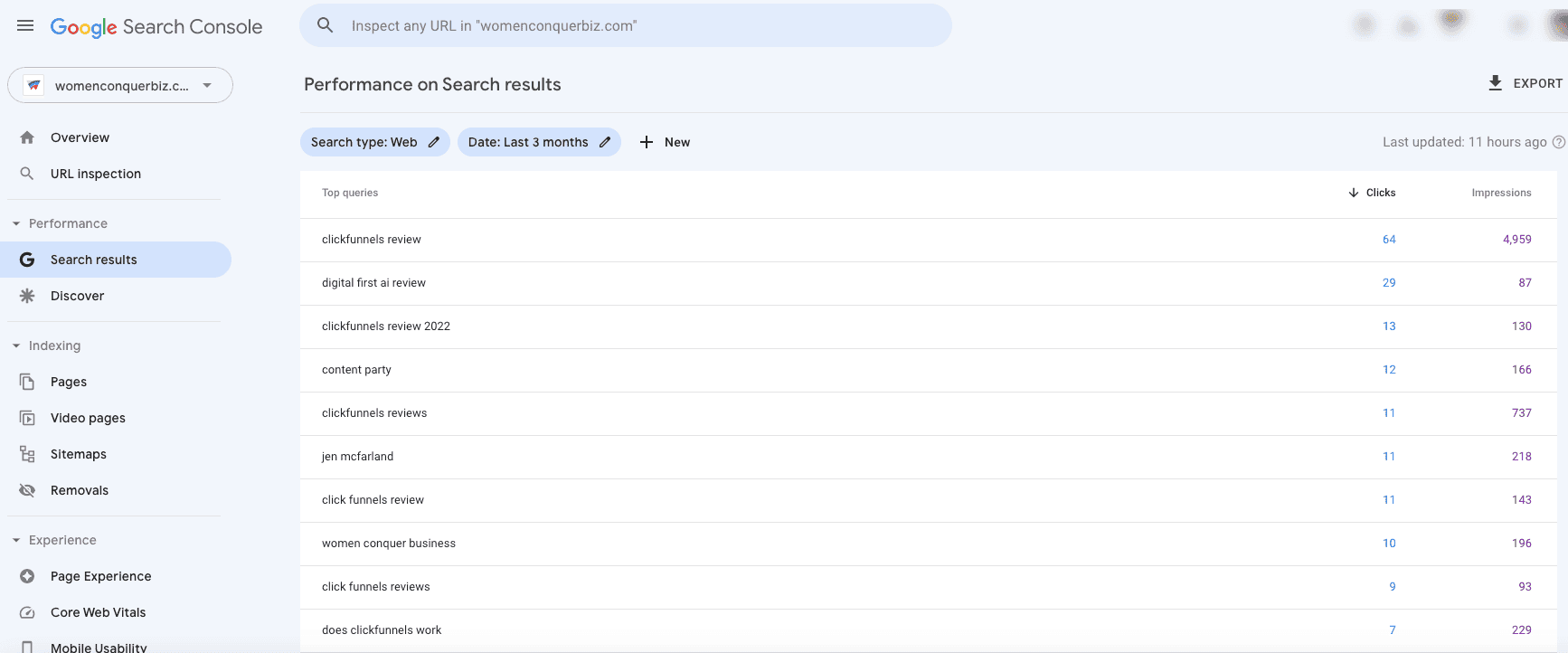 DIY SEO Made Easy: 5 Tips to Get You Started! Google Search Console search results