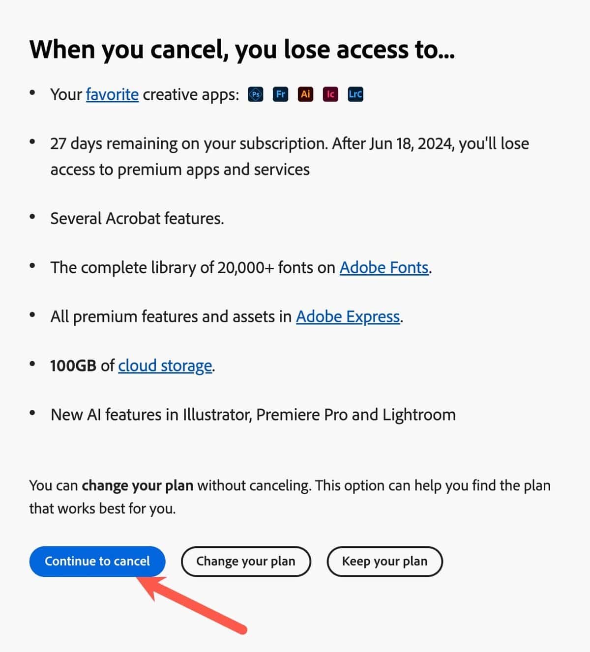 Adobe Cancellation Step 3