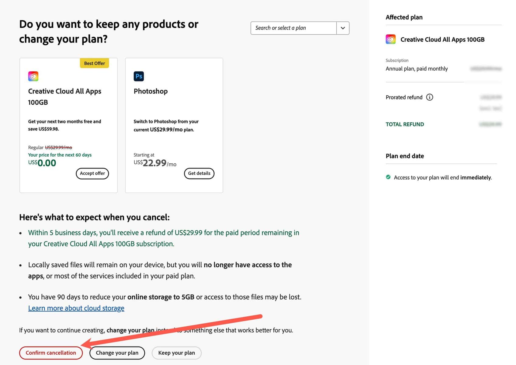 Adobe Cancellation Step 4
