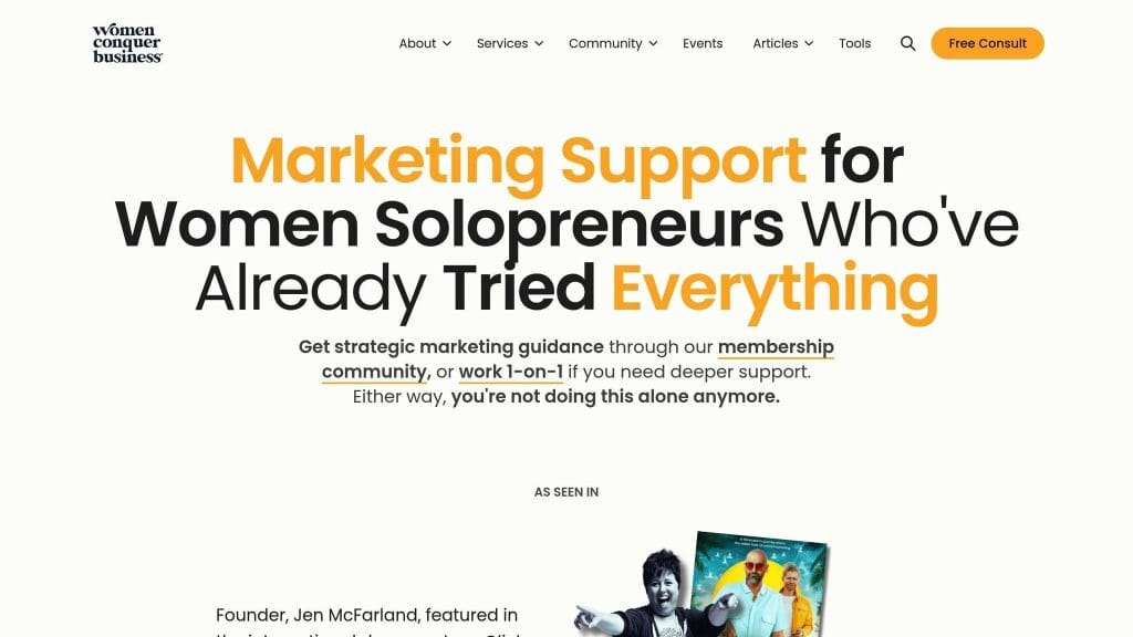 women conquer business homepage