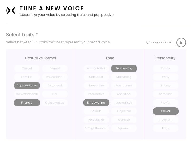 Why We Ditched Grammarly for Writer (and You Should Too) On the Writer's Teams plan you can select up to 5 traits for your brand voice. You can adjust as needed.