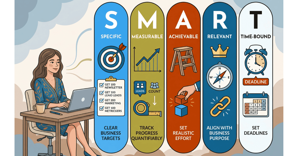 SMART Goals for Digital Marketing: Examples and Templates (2026) SMART Goals for Digital Marketing: Examples and Templates (2026)
