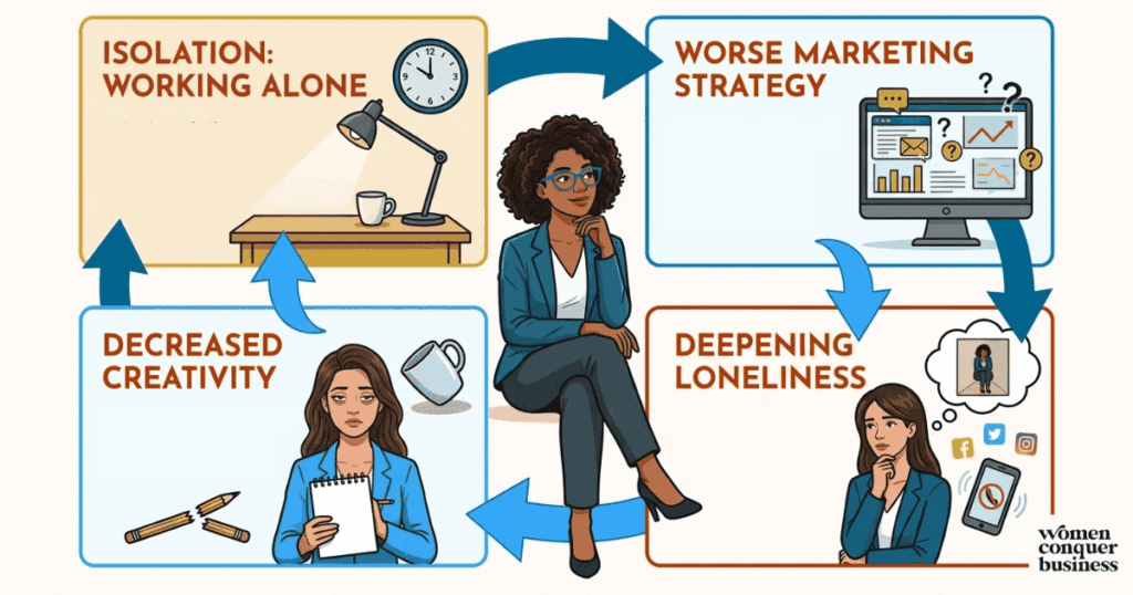 solopreneur loneliness loop why working alone makes your marketing worse